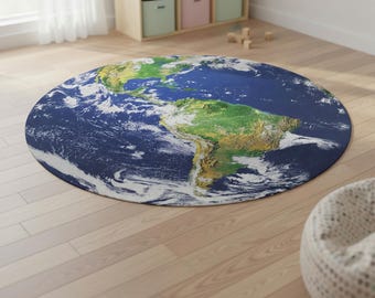 Planet Earth rund matta: 60" matta, present till rymdälskare, klassrumsmatta, barnrum