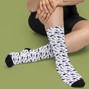 Sharks cute socks, ocean animals, fun socks, mens, womens ribbed cushioned crew socks, dress, casual