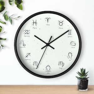Zodiac Wall Clock, Astrology Decor, Horoscope Sign Clock, Celestial, Silent Clock, Astrology Lovers home Gift, free shipping