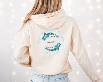 Whale Shark Beach Hoodie, Küsten christliches Sweatshirt, Sea life Hooded Shirt Rückendruck