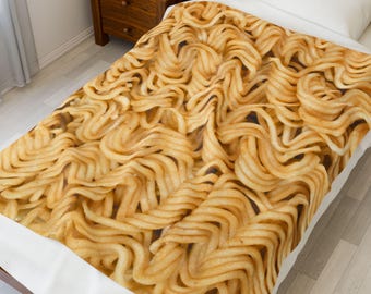 Ramen Noodle Plush Blanket: Funny Food Throw, Cozy Gift, Teen Child Bedroom decor