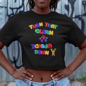 Clown Shirt clowncore woman&#39;s crop top tee  Cropped T-Shirt weirdcore circus clown kidcore funny shirt