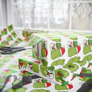 Kawaii Frog Christmas Wrapping Paper, Festive Wrap image 4
