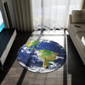 Planet Erde Runder Teppich: 156cm Teppich, Teppich für Weltraum, Klassenzimmer Teppich, Kinderzimmer Bild 4