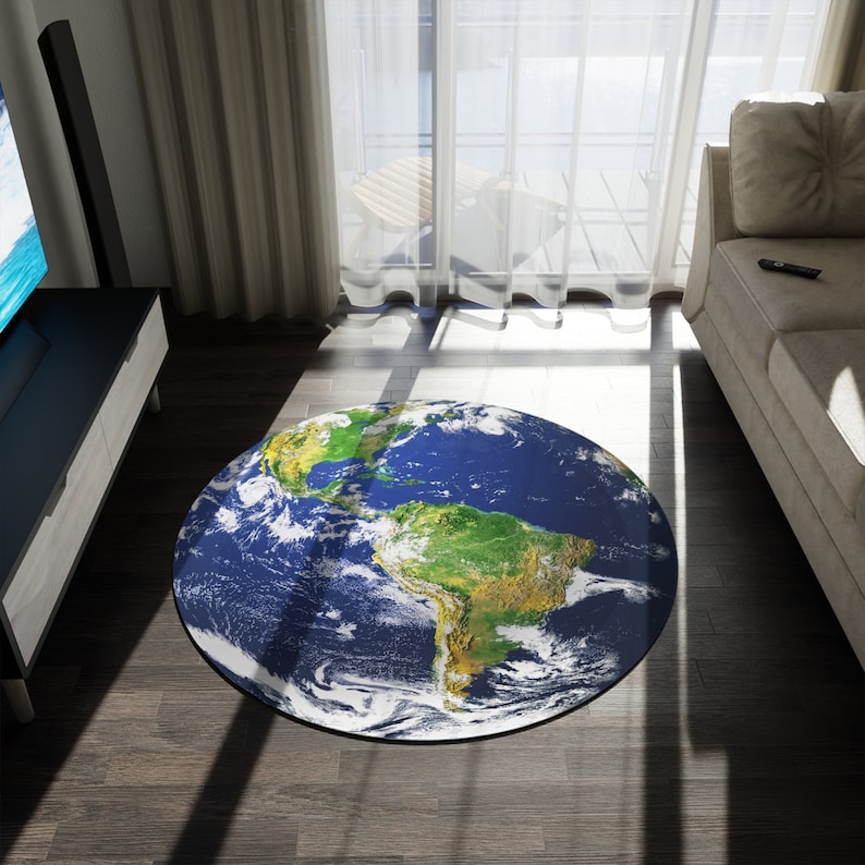 Planet Erde Runder Teppich: 156cm Teppich, Teppich für Weltraum, Klassenzimmer Teppich, Kinderzimmer Bild 4