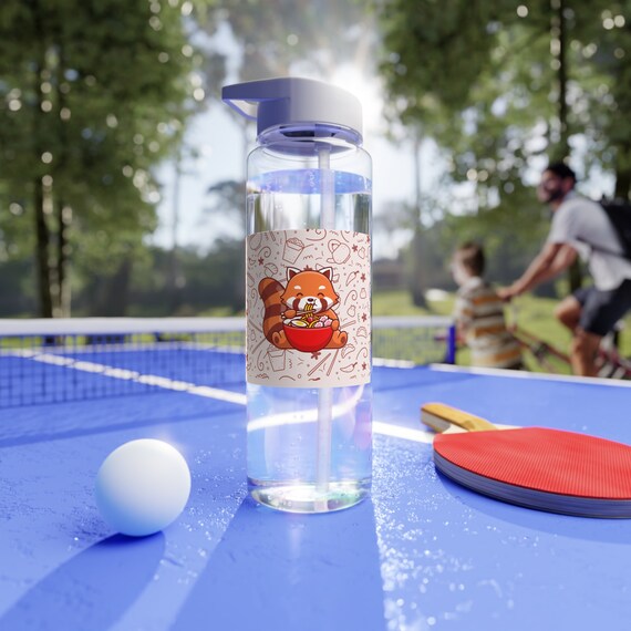 Red Panda Ramen Water Bottle: Kawaii Tritan Bottle with Straw