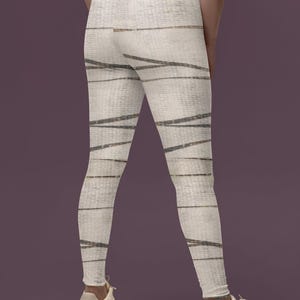 Mummy Halloween Leggings, spooky realistic gauze bandage look, womens funny yoga spandex pants, free shipping
