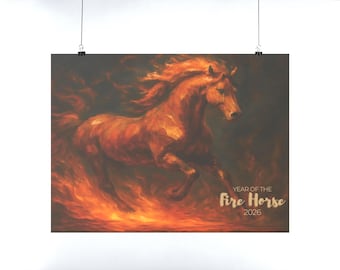 Fire Horse 2026 Art Print, Chinese Lunar New Year Poster