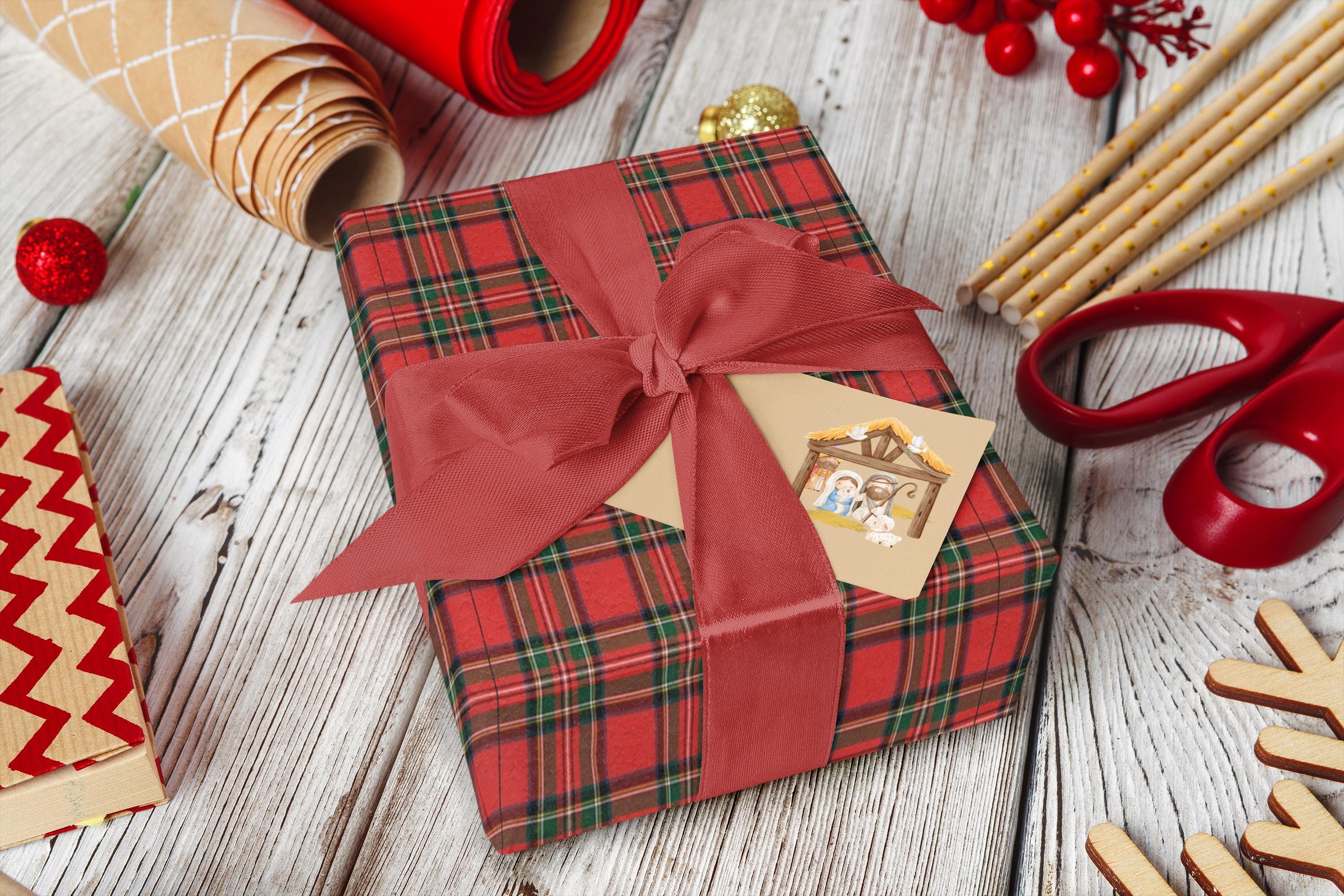 Tartan Tartan Wrapping Paper 2 Sheets 2 Labels New Year - View #7