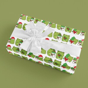Kawaii Frog Christmas Wrapping Paper, Festive Wrap image 9