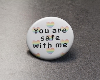 Pride Ally 'You Are Safe With Me'-knopspeld - regenboog Safe Space-badge