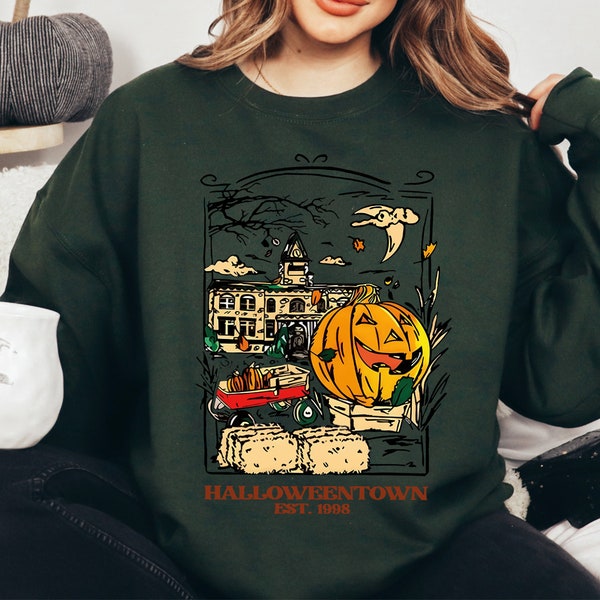 HalloweenTown Sweatshirt, 90s Halloween Sweatshirt, Vintage Halloween Sweatshirt, Vintage Pumpkin Shirt, HalloweenTown Est 1998 Sweatshirt