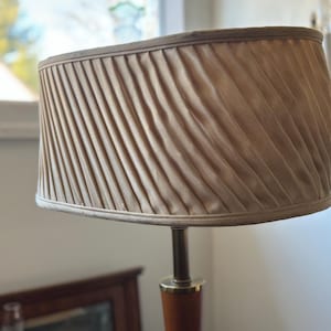 MCM Pleated Drum Lampshade, Elegant, Large Oval Vintage Lamp Shade