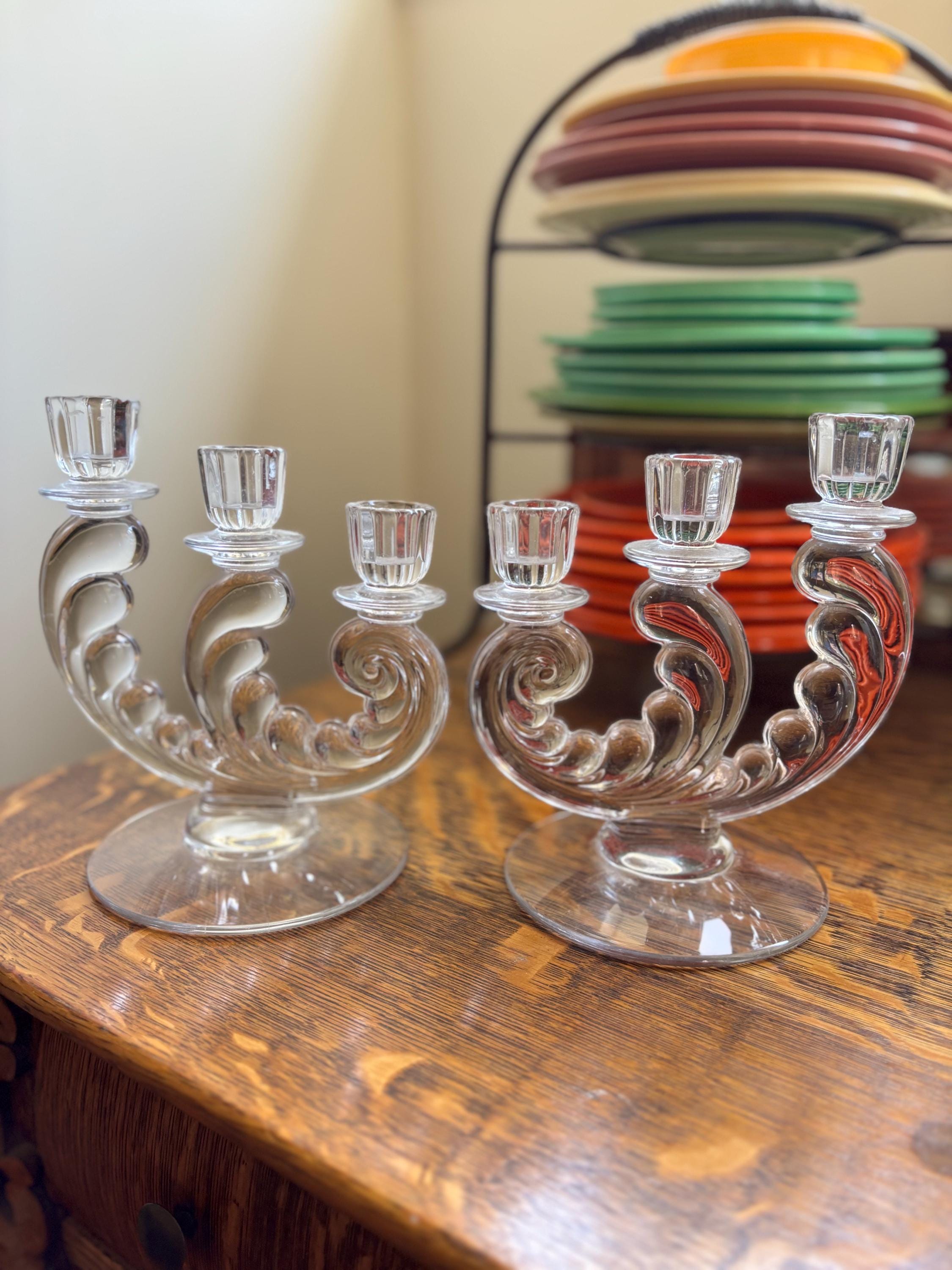 Lalique Crystal Candlesticks - Etsy