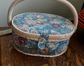 Vintage Sewing Basket: Country Cottagecore Storage Decor