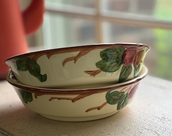 2 Franciscan Vegetable Bowls- Vintage  Apples Pattern- collectible pottery, Earthenware, Country Farmhouse Decor