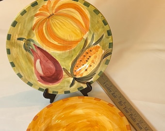 2 Pfaltzgraff Dinner Plates Central Market Replacement dishes- Farmhouse Pottery, Rustic Country Cottage Dishware