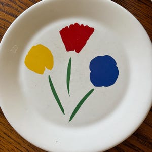 2 Vintage Marimekko Dinner Plates- 1980s Tulips Flower Pfalzgraff