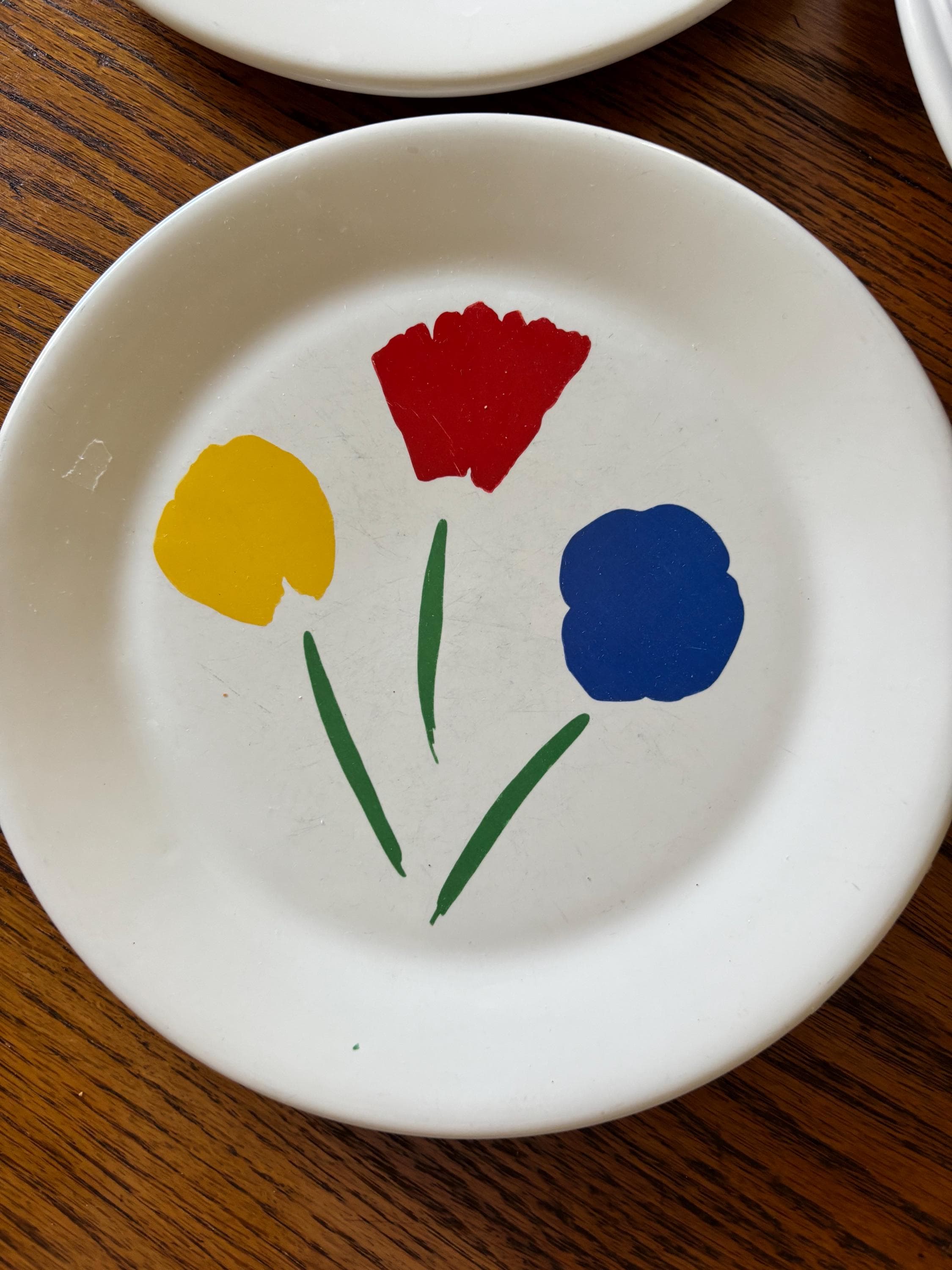 2 Vintage Marimekko Dinner Plates- 1980s Tulips Flower Pfalzgraff