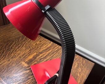 LEDO- Red Vintage Desk Lamp- Metal Gooseneck Retro Task lighting-  for Home Office