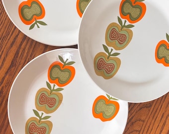 Johnson Brothers Apple Plates |  1970S Orange Olive Ironstone,  English Replacement Dishes
