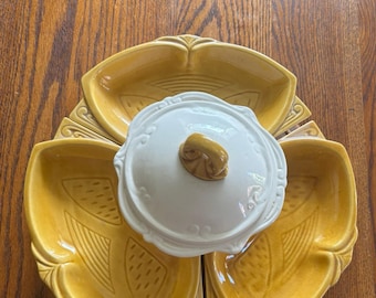MCM Chips and Dip Set- Vintage California Pottery Lazy Susan