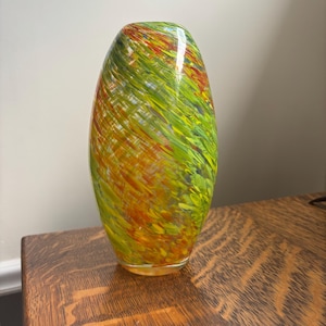Handblown Art Glass Vase: Vintage Murano Style Swirl Vase