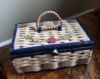 Vintage Sewing Basket: Country Cottagecore Storage Decor