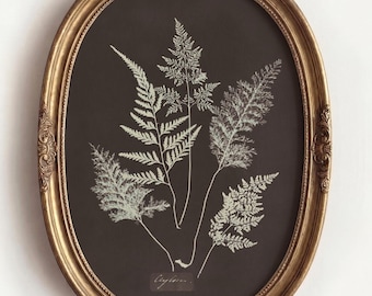 Arte mural botánico de helechos antiguos: Impresión botánica oscura y melancólica (descarga digital)