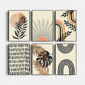 Boho Gallery Wall Art Set: Mid-Century Modern Prints (Digital Download)