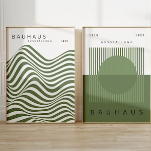 Bauhaus Print Set of 2, Bauhaus Poster, Sage Green, Gallery Wall Art, Bauhaus Print Set, Bauhaus Artwork, Printable Art, Digital Download