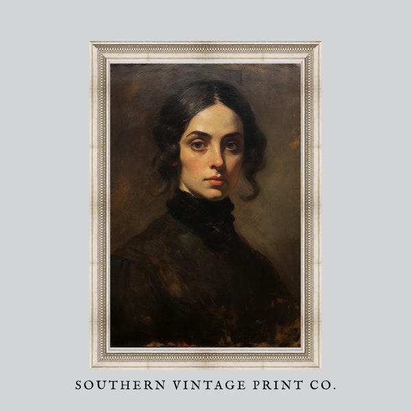 Antique Portrait Victorian Woman | Moody Vintage Painting | Dark Academia | Digital Download | PRINTABLE | Southern Vintage Print PE38