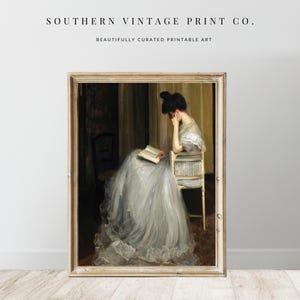 Victorian Woman Reading Art Print: Moody Antique Portrait (Digital Download)