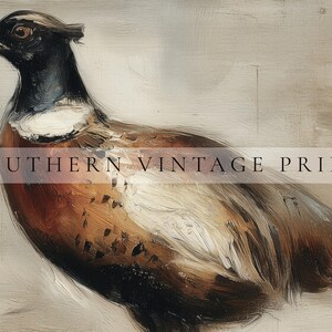 Vintage Pheasant Wall Art, Rustic Wildlife Bird Painting, Autumn Country Lodge Hunting Decor, Bird Wall Art, Autumn Wall Art