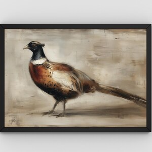Vintage Pheasant Wall Art, Rustic Wildlife Bird Painting, Autumn Country Lodge Hunting Decor, Bird Wall Art, Autumn Wall Art