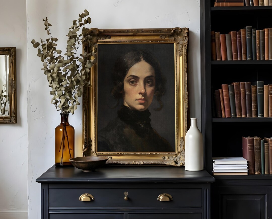 Moody Vintage Woman Portrait Print, Dark Academia Wall Art Printable ...