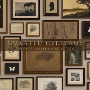 Vintage Gallery Wall Set, Curated Heritage Wall Art, 27 Printable Antique Art Prints, Moody Farmhouse Decor Collection (Digital Download)