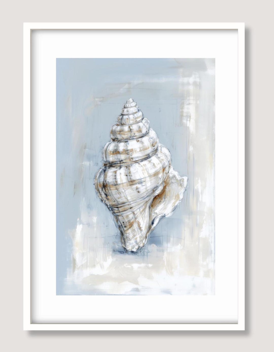 Coastal Shell Wall Art Print: Neutral Seashell Artwork, Beach Cottage ...