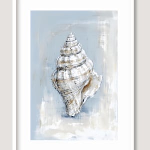 Lámina de conchas costeras: Arte de conchas marinas neutras, decoración de cabaña playera (descarga digital)