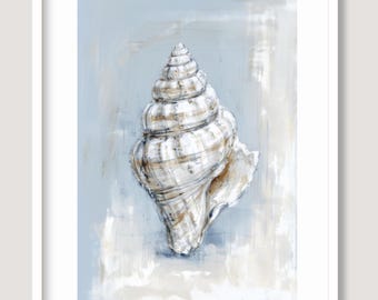 Muschel Wand Kunst Druck: Neutrale Muschel Illustration, Strandhaus Dekoration (Digitaler Download)