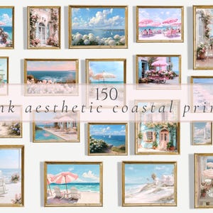 Pink Coastal Cottage Print Set: Beachy Grandmillennial Gallery (Digital Download)