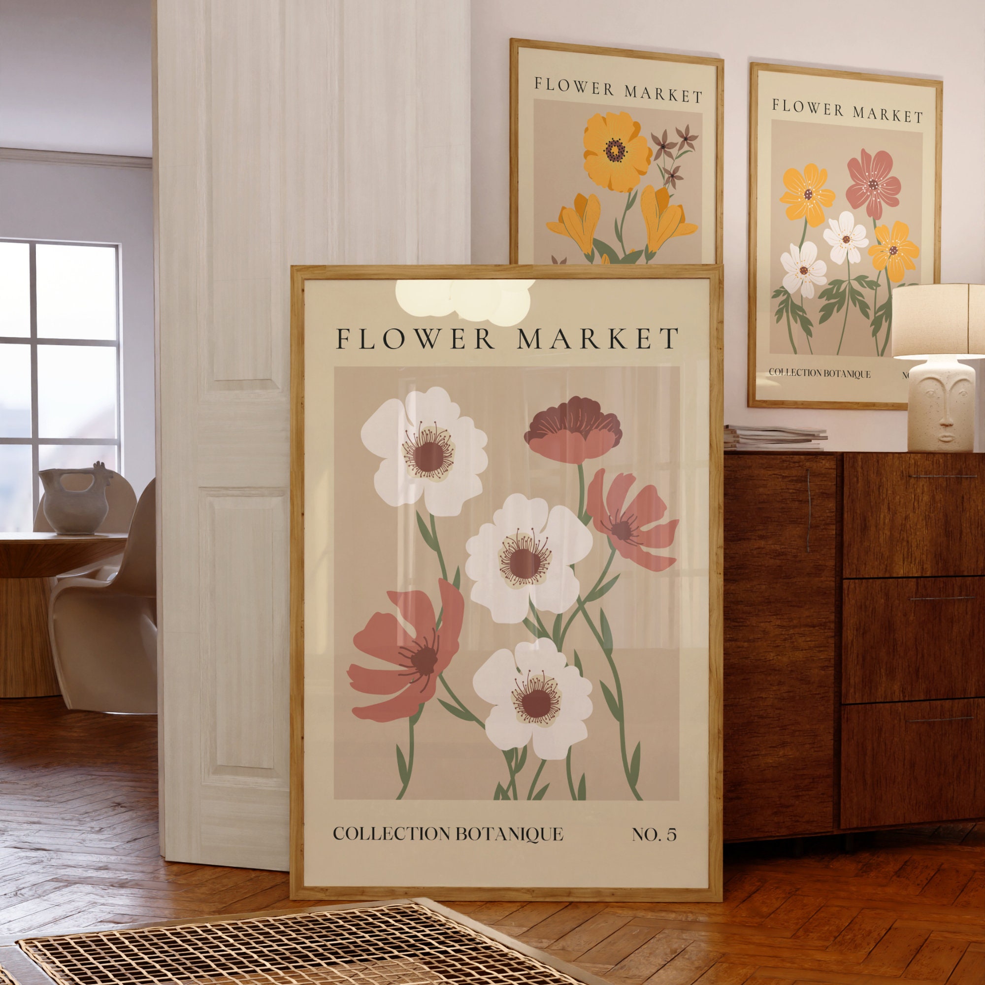 Flower Market Wall Art Prints Exhibition Posters Set of 3 Botanical ...