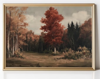 Vintage Autumn Forest Print: Rustic Fall Landscape (Digital Download)