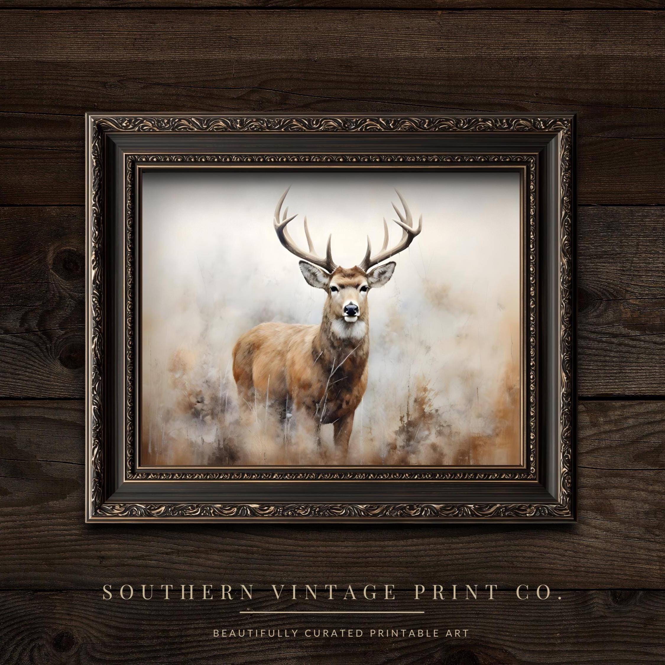 Deer Wall Art: Rustic Wildlife Printable | Woodland Stag Decor (digital ...