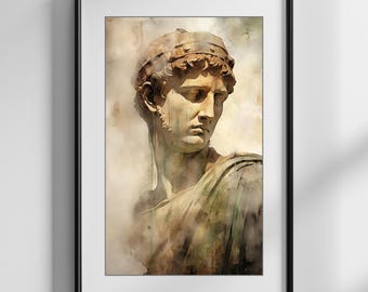 Classical Greek Statue Wall Art Printable, Antique Sculpture Decor Digital Download