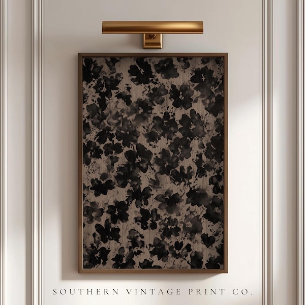 Moody Neutral Floral Wall Art Printable: Dark Botanical Abstract (Digital Download)