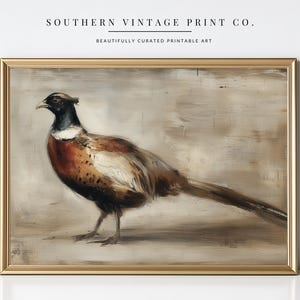Vintage Pheasant Print, Rustic Farmhouse Lodge Wall Art (Digital Download)