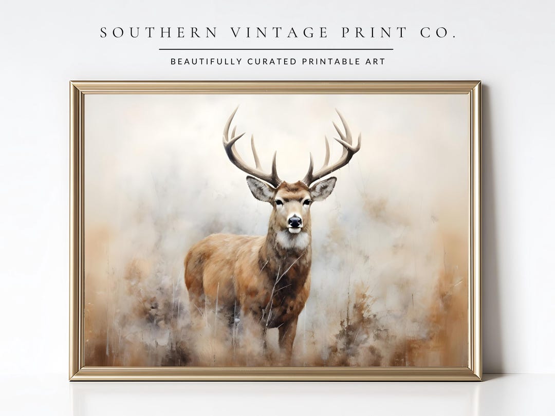 Deer Wall Art: Rustic Wildlife Printable | Woodland Stag Decor (digital ...
