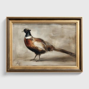 Vintage Pheasant Wall Art, Rustic Wildlife Bird Painting, Autumn Country Lodge Hunting Decor, Bird Wall Art, Autumn Wall Art