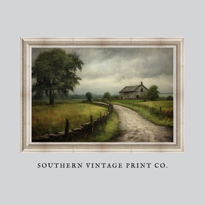 Vintage Moody Landscape Painting | Summer Print | Country Wall Art |  | Digital Fine Art | Printable | Southern Vintage Print SC197